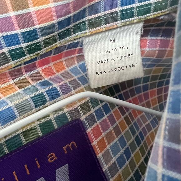 William W Men's Multicolor Checkered Button Up Shirt Size M - Picture 6 of 7